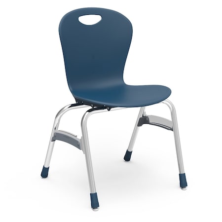 Virco ZUMA Series 18" Classroom Chair, 5th Grade - Adult with Nylon Glides - Navy Seat ZU418